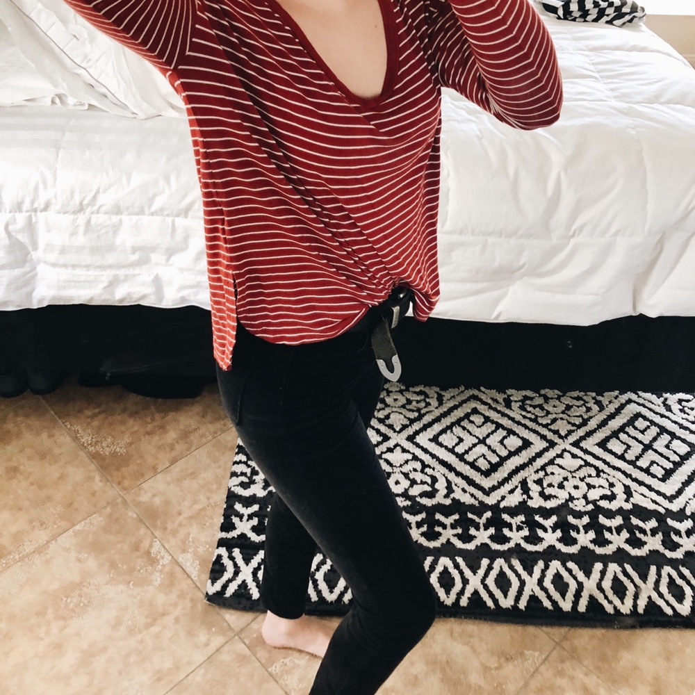 red and white striped long sleeve